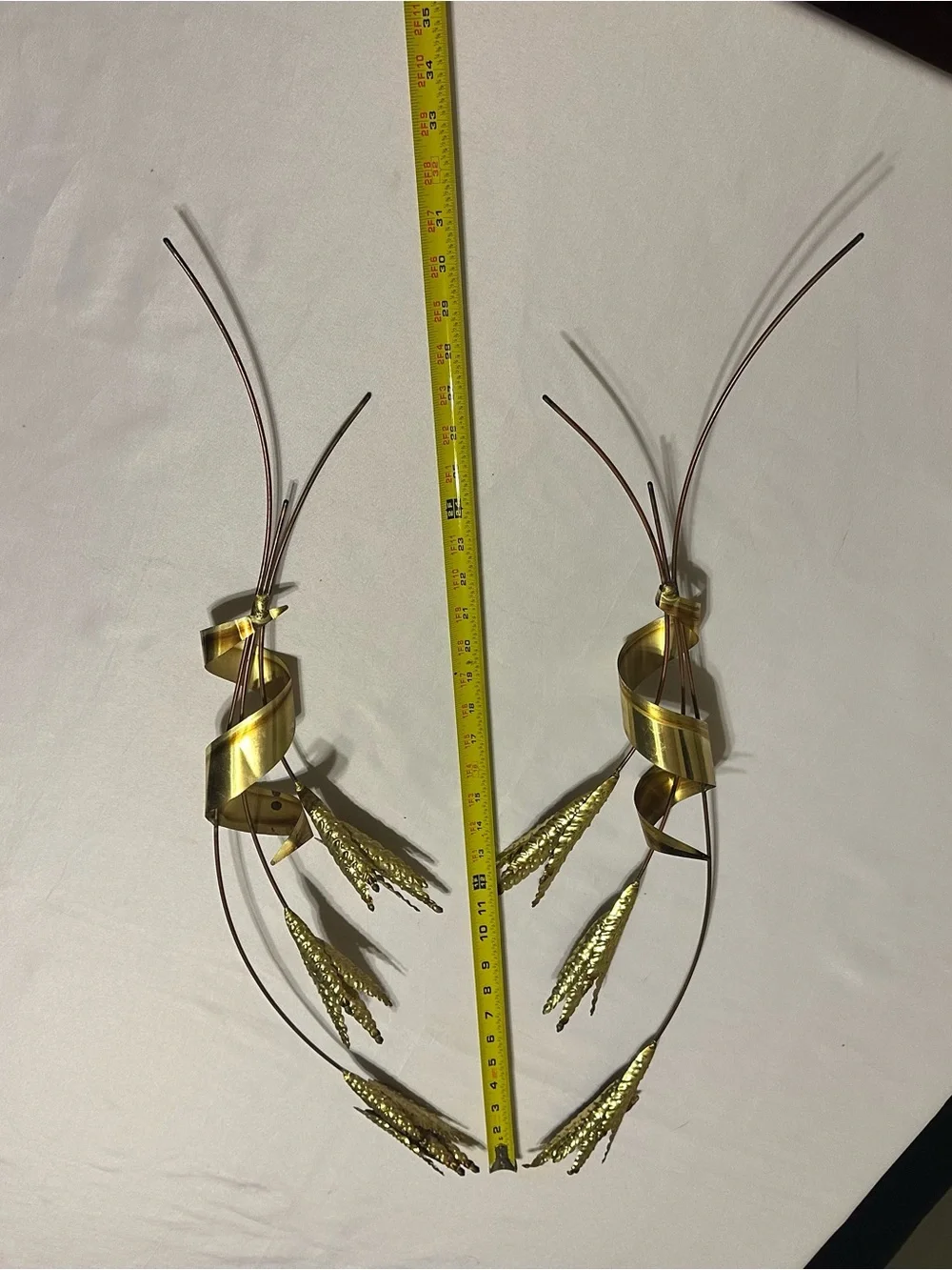 VINTAGE Home Interiors Gold / brass Wheat wall hanging 3 piece set